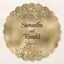 Elegant Faux Guld Glitter och Foil Bröllop Underlägg Papper