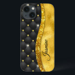 Elegant faux Guld glitter svartdiamant monogram<br><div class="desc">Söt chic och elegant giftigt faux glitter och nosoner som har svart design och skapar en speciell unik snyggt fodral för att skydda din enhet. Vacker, modern och coola täckning för den trendviga och konsthundande höftledaren. Den här snyggtens sofistikerade utformning skulle vara underbar för flickor som har klassi och gnidig...</div>