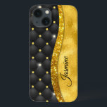 Elegant faux Guld glitter svartdiamant monogram<br><div class="desc">Söt chic och elegant giftigt faux glitter och nosoner som har svart design och skapar en speciell unik snyggt fodral för att skydda din enhet. Vacker, modern och coola täckning för den trendviga och konsthundande höftledaren. Den här snyggtens sofistikerade utformning skulle vara underbar för flickor som har klassi och gnidig...</div>