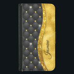 Elegant faux Guld glitter svartdiamant monogram Plånboksfodral För Samsung Galaxy S5<br><div class="desc">Söt chic och elegant giftigt faux glitter och nosoner som har svart design och skapar en speciell unik snyggt fodral för att skydda din enhet. Vacker, modern och coola täckning för den trendviga och konsthundande höftledaren. Den här snyggtens sofistikerade utformning skulle vara underbar för flickor som har klassi och gnidig...</div>