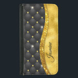 Elegant faux Guld glitter svartdiamant monogram Plånboksfodral För Samsung Galaxy S5<br><div class="desc">Söt chic och elegant giftigt faux glitter och nosoner som har svart design och skapar en speciell unik snyggt fodral för att skydda din enhet. Vacker, modern och coola täckning för den trendviga och konsthundande höftledaren. Den här snyggtens sofistikerade utformning skulle vara underbar för flickor som har klassi och gnidig...</div>