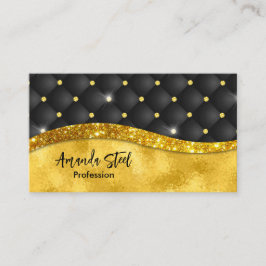 Elegant faux Guld glitter svartdiamant monogram Tidsbeställning Kort
