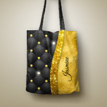 Elegant faux Guld glitter svartdiamant monogram