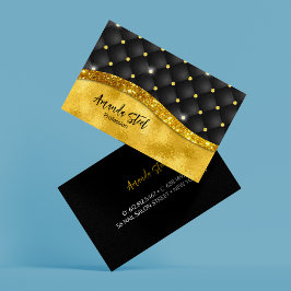 Elegant faux Guld glitter svartdiamant monogram Visitkort