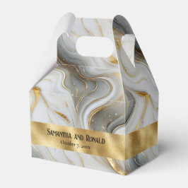 Elegant Faux Guld, Grått White Marble Favor Boxes Presentaskar