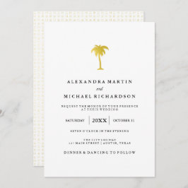 Elegant Faux Guld Handflatan Träd Bröllop Inbjudningar