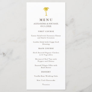 Elegant Faux Guld Handflatan Träd Bröllop Menu   G Meny