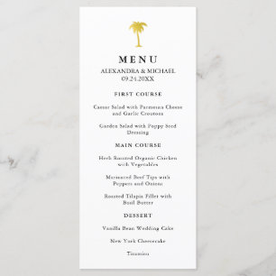 Elegant Faux Guld Handflatan Träd Bröllop Menu Meny