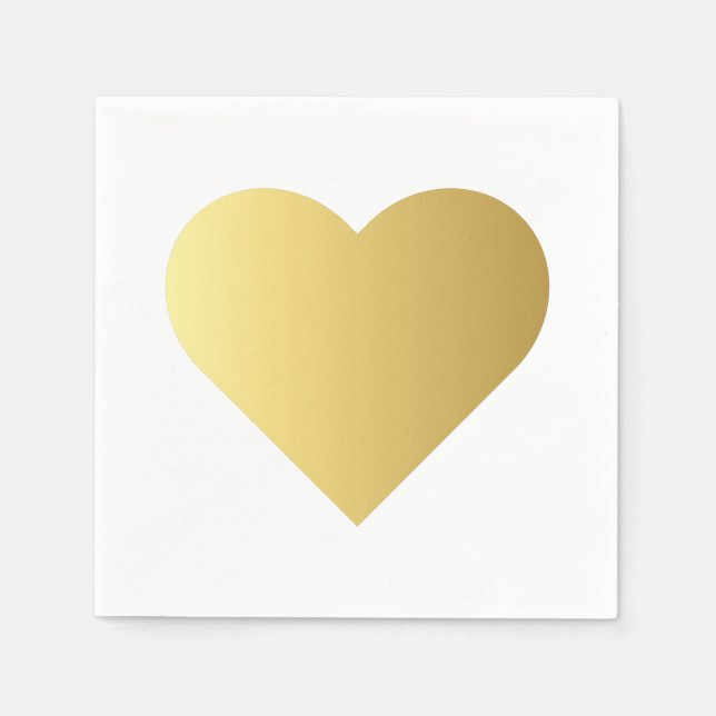 Elegant Faux Guld Heart Pappersservett (Framsidan)