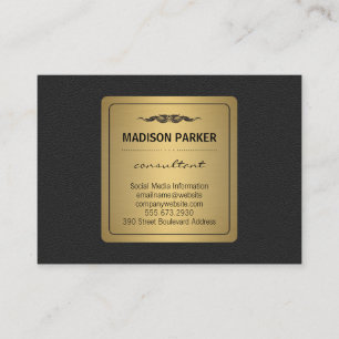 Elegant Faux Guld Label Leather Visitkort