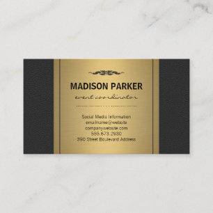 Elegant Faux Guld Label Leather Visitkort