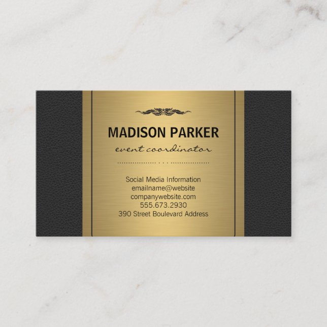 Elegant Faux Guld Label Leather Visitkort (Framsida)