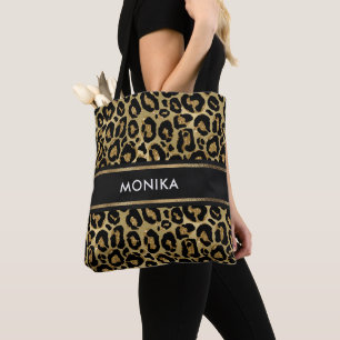 Elegant Faux Guld Leopard Animal Print Anpassnings Tygkasse