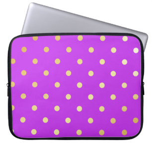 elegant faux guld lila polka dots laptop sleeve