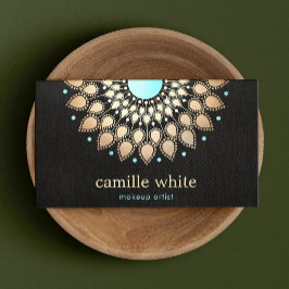 Elegant Faux Guld Lotus Flower Black Visitkort