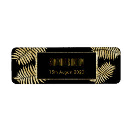 Elegant Faux Guld Löv Bracken Bröllop Returadress Etikett