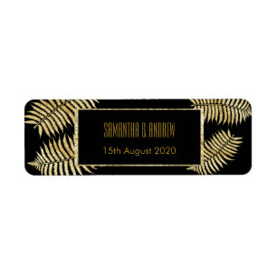 Elegant Faux Guld Löv Bracken Bröllop Returadress Etikett