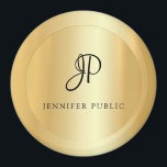 Elegant Faux Guld-mall Monogram Modern stor Magnet<br><div class="desc">Elegant Faux Guld-mallens monogram Modern stort runda magnet.</div>