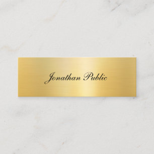 Elegant Faux Guld Modern handskriven Namn-mall Mini Visitkort
