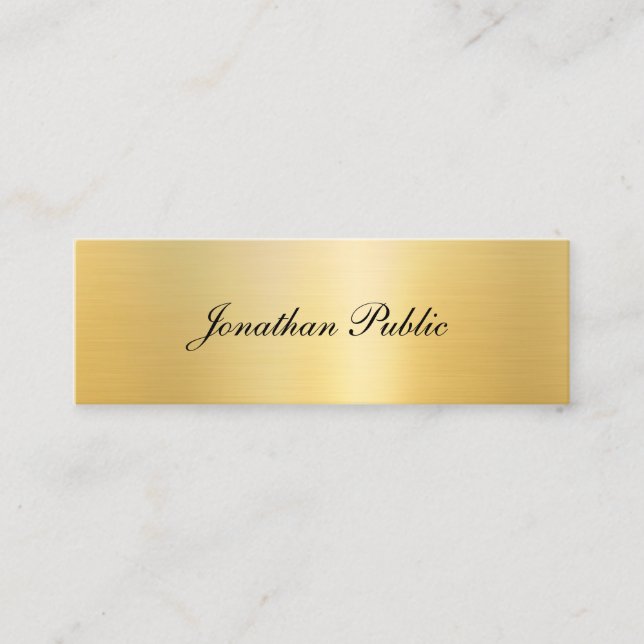 Elegant Faux Guld Modern handskriven Namn-mall Mini Visitkort (Framsida)
