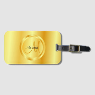 Elegant Faux Guld Modern Monogramme-mall Bagagebricka
