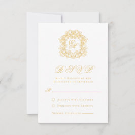 Elegant Faux Guld Monogram Vapensköld Script Bröll OSA Kort