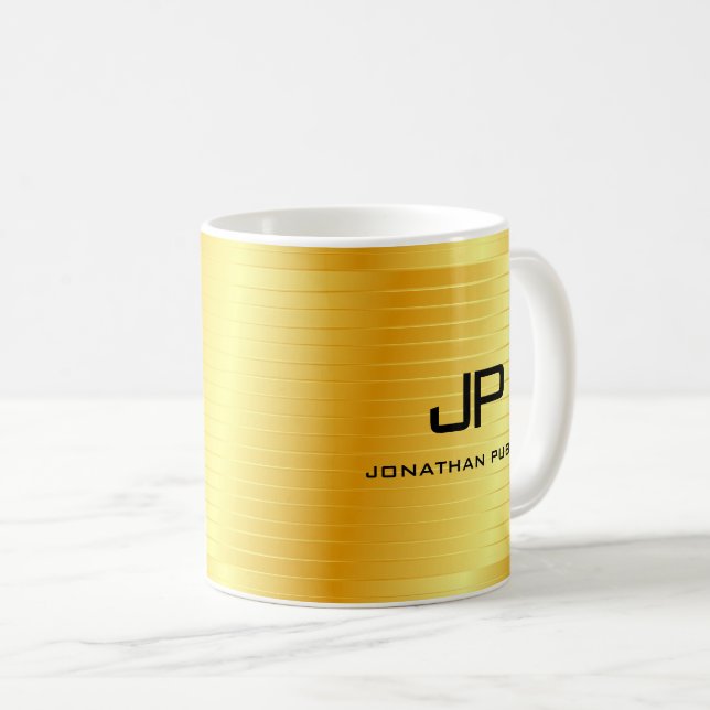 Elegant Faux Guld monogrammed mall Kaffemugg (Framsida höger)