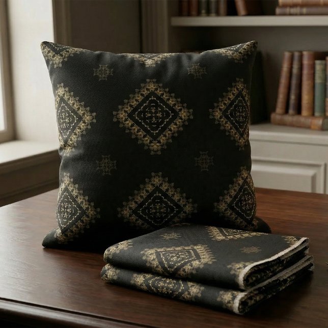 Elegant Faux Guld och Black Decorative Mönster Tyg (Skapare uppladdad)