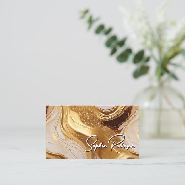 Elegant Faux Guld och Marble-Affärskortet Rabattkort (Stående Fram)