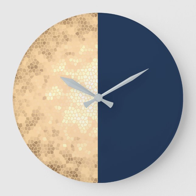 elegant faux guld och marinblått stor klocka (Framsida)
