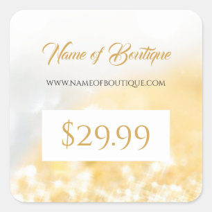 Elegant FAUX Guld och Silver Bokeh Prisa Märkre Fyrkantigt Klistermärke