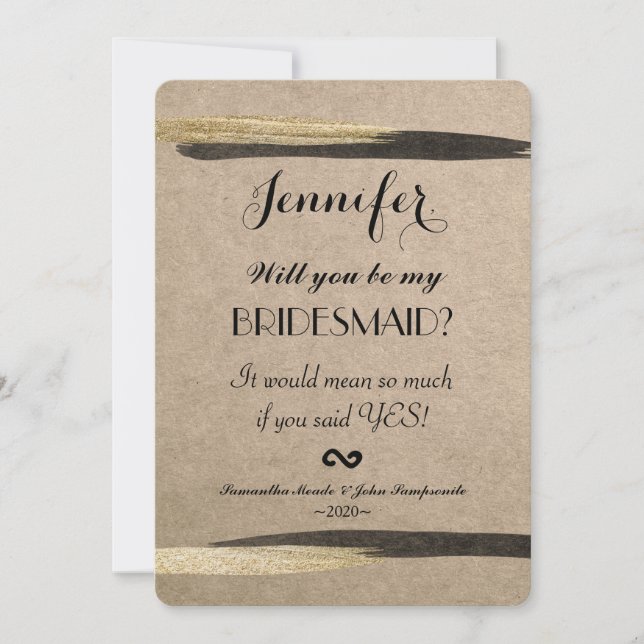 Elegant Faux Guld och svarta färgstreck Inbjudningar (Framsida)