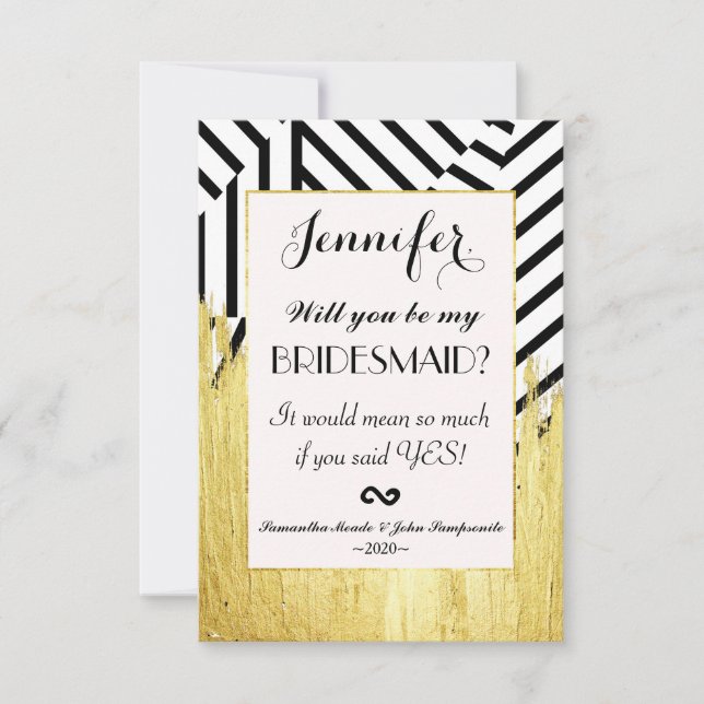 Elegant Faux Guld Paint Strokes & Rand Mönster Inbjudningar (Framsida)