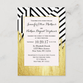 Elegant Faux Guld Paint Strokes & Rand Mönster Inbjudningar