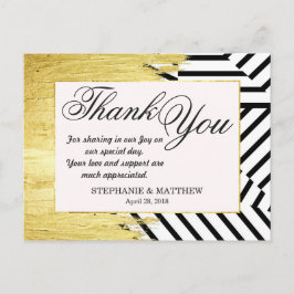 Elegant Faux Guld Paint Strokes & Rand Mönster Vykort