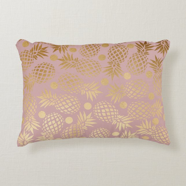 elegant faux guld pineapple mönster polka dots prydnadskudde (Framsidan)