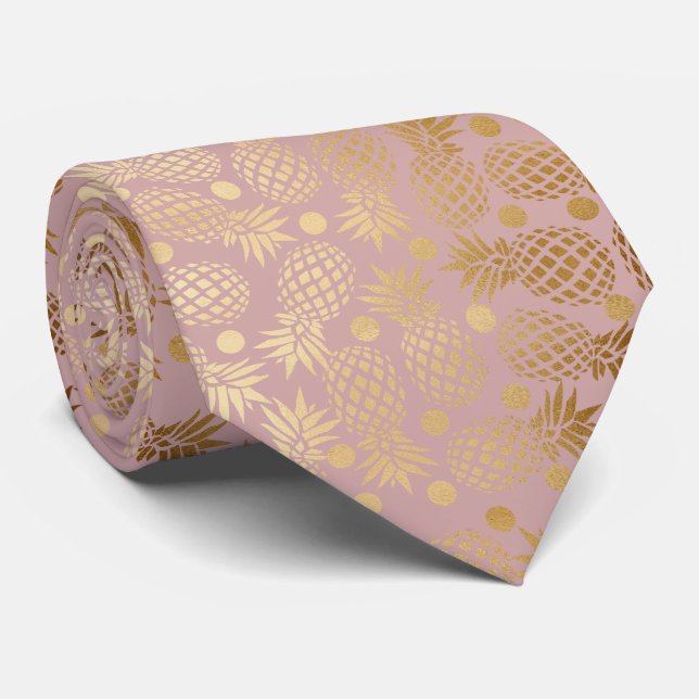 elegant faux guld pineapple mönster polka dots slips (Rullad)