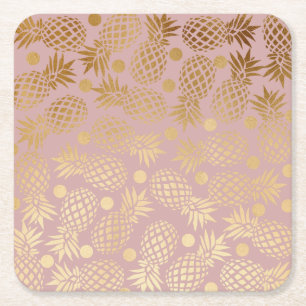 elegant faux guld pineapple mönster polka dots underlägg papper kvadrat