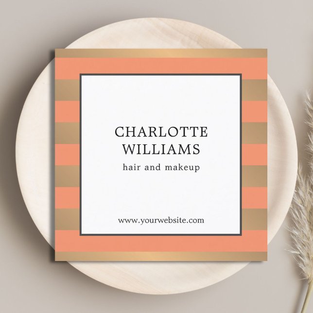 Elegant Faux Guld Rand Beauty Consultant Fyrkantigt Visitkort (Skapare uppladdad)