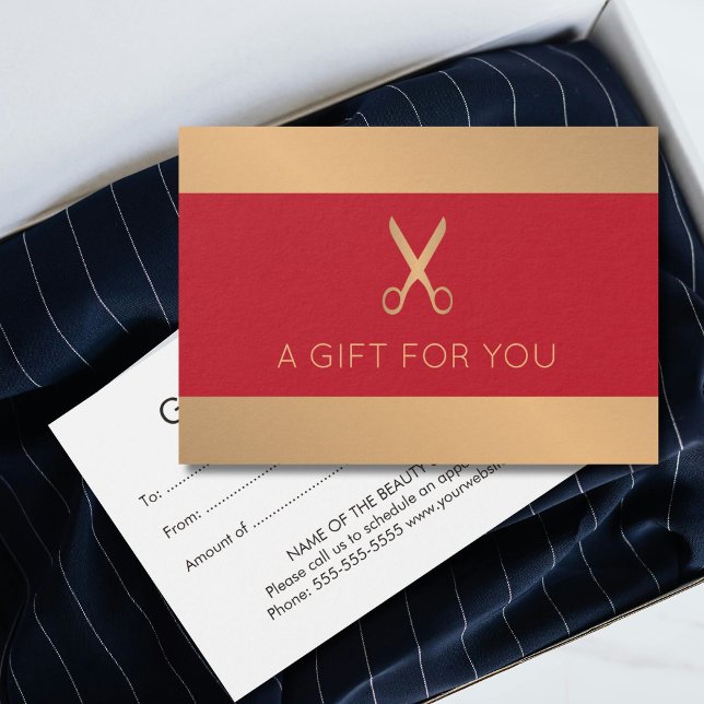 Elegant Faux Guld Red Beauty Salon Visitkort (Skapare uppladdad)