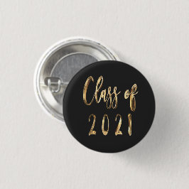 Elegant Faux Guld Script Class of 2021 Black Knapp