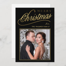 Elegant Faux Guld Script Merry Christmas Foto