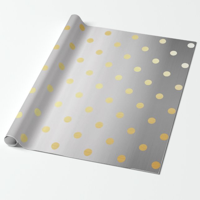 elegant faux guld silver polka dots presentpapper (Utrullad)