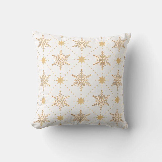 Elegant Faux Guld Snöflingor - julmönster Kudde (Framsida)