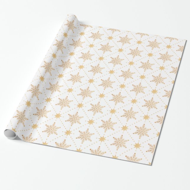 Elegant Faux Guld Snöflingor - julmönster Presentpapper (Utrullad)