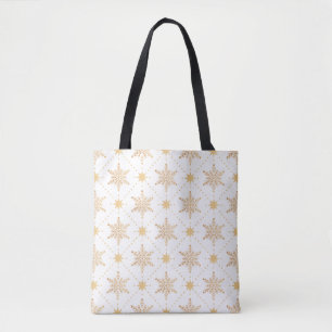 Elegant Faux Guld Snöflingor - julmönster Tygkasse