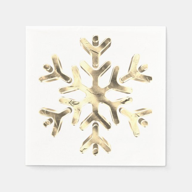 Elegant Faux Guld Snowflake Winter Party Napkins Pappersservett (Framsidan)