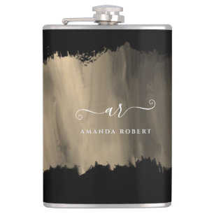 Elegant Faux Guld Stroke Monogrammed Black Fickplunta