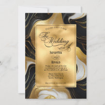 Elegant Faux Guld, Svarta och vita marmorerade Brö