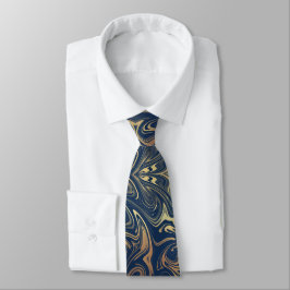 Elegant Faux Guld Swirls on Navy Tie Slips